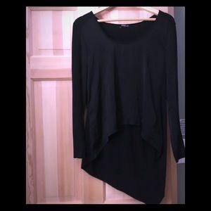 Kenneth Cole Black Hi Lo Asymmetrical Top
